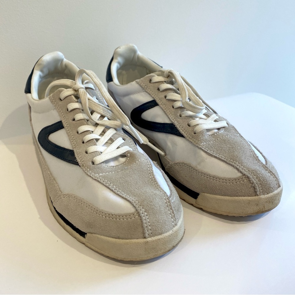 Tretorn Retro Rawlings Sneakers Lace-Up Casual Tennis Navy Tan White Sz 8.5